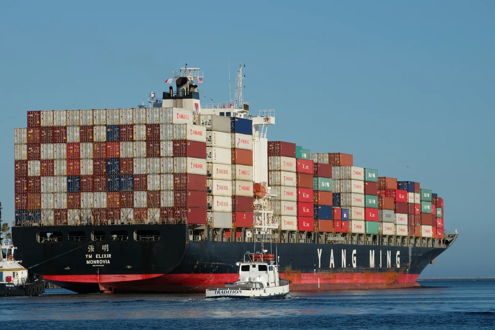 Container ship at port